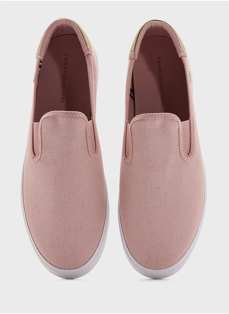 TOMMY HILFIGER VULCANISED CANVAS SLIP ON TRAINERS