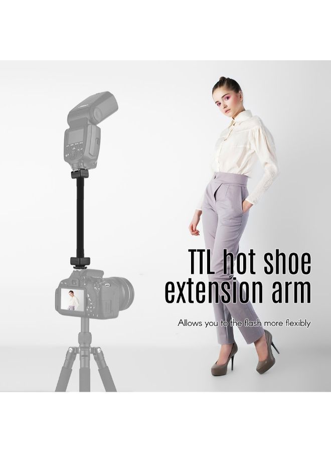 NIBEMINENT Flexible E-TTL Hot Shoe Extension Shelf Rod Flash Light Speedlite Bracket Black  - Image 4