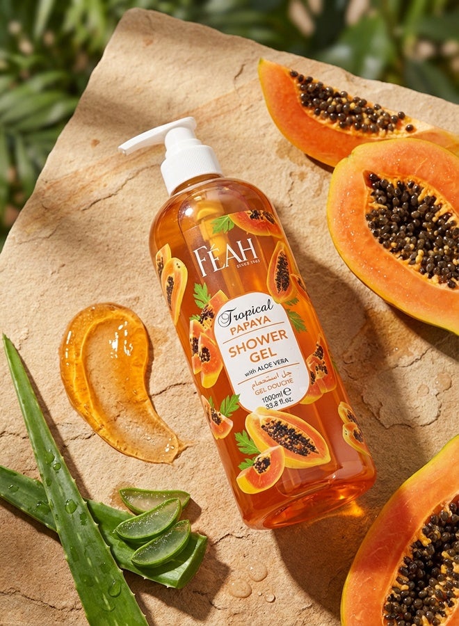 فياح جل استحمام للجسم برائحة البابايا من فيا، حجم كبير، 1000 مل - غسول جسم برائحة الفواكه المنعشة - Image 2