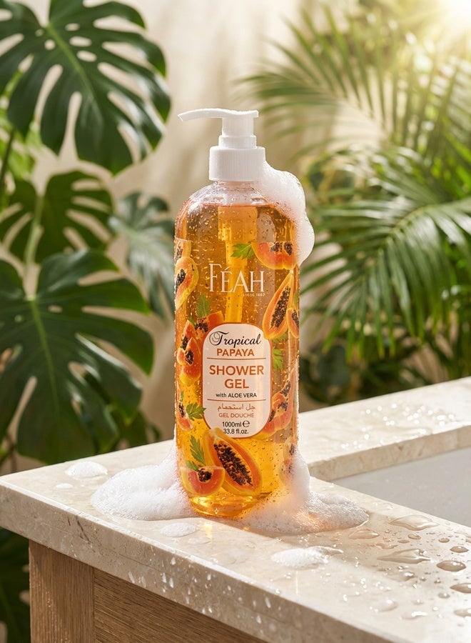 فياح جل استحمام للجسم برائحة البابايا من فيا، حجم كبير، 1000 مل - غسول جسم برائحة الفواكه المنعشة - Image 5
