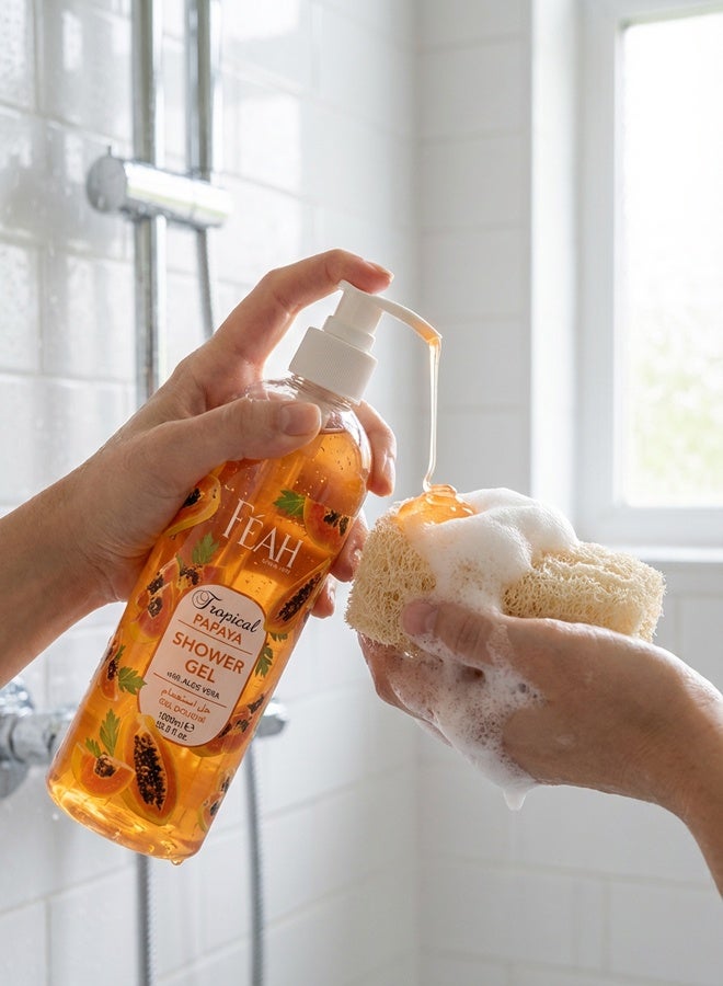 فياح جل استحمام للجسم برائحة البابايا من فيا، حجم كبير، 1000 مل - غسول جسم برائحة الفواكه المنعشة - Image 3