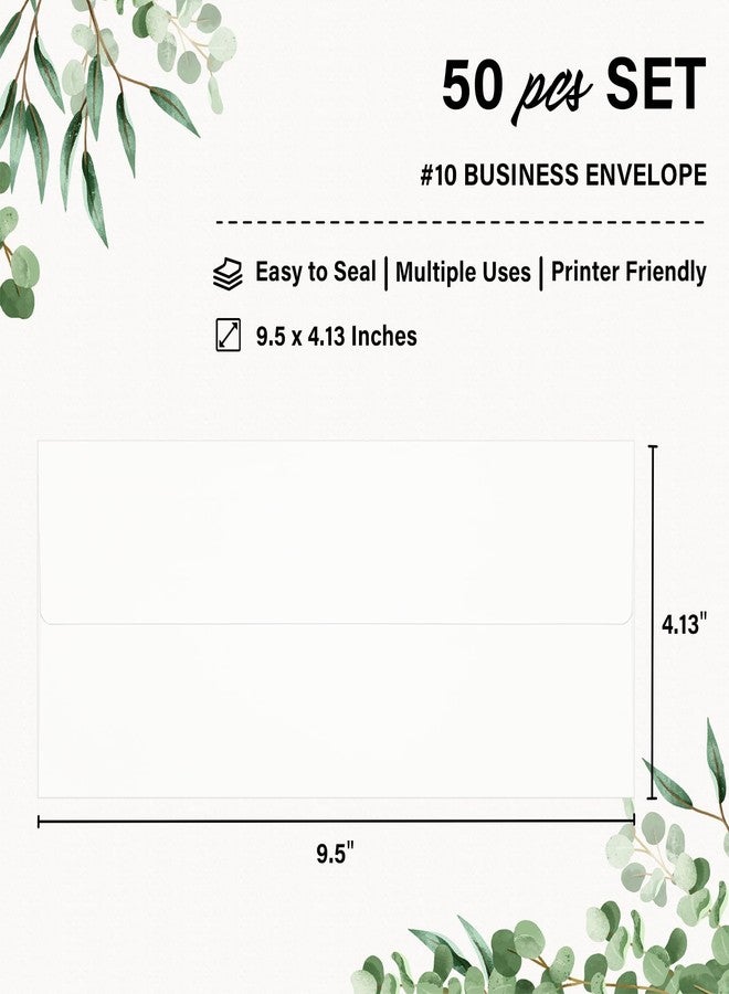 QIKSION 50 Pack #10 Business Envelopes, Self Seal Standard White Envelopes for Secure Business & Legal Mailing, Office, Checks, Letter, Invoices, 4 1/8 x 9 1/2 Inches - Image 2