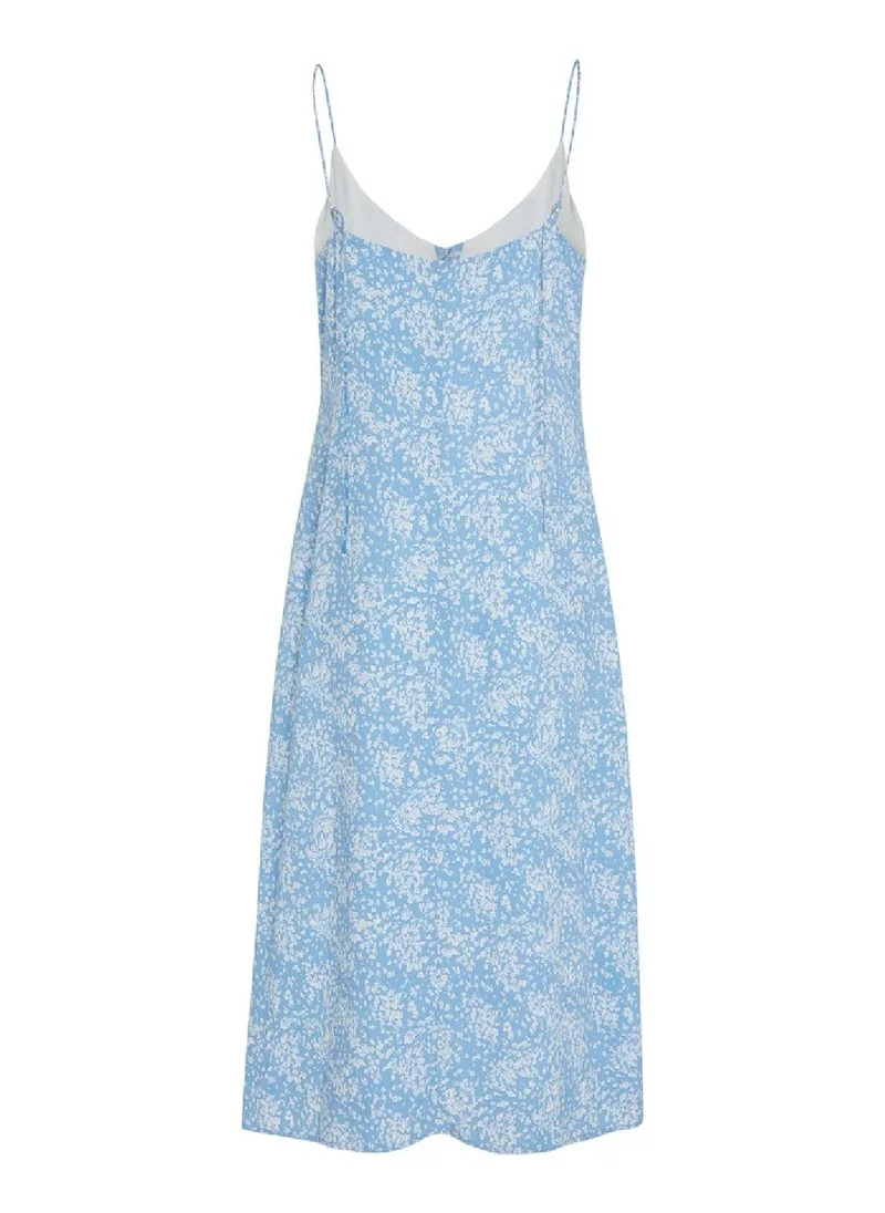 Calvin Klein Jeans Women's Long Chiffon Button Flare Dress - Viscose, Blue