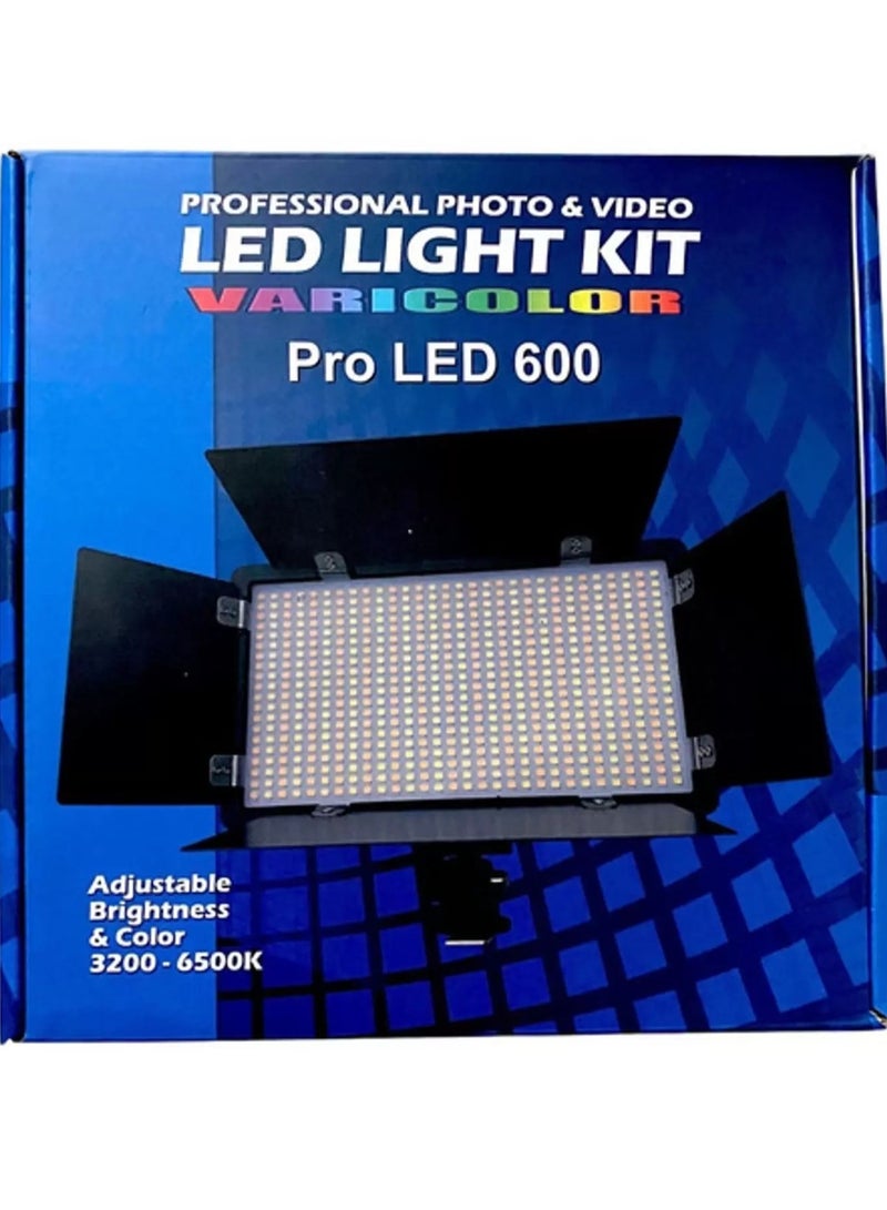 مجموعة إضاءة احترافية للصور والفيديو LED 600 مع بطارية - Image 1