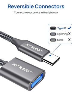 JSAUX USB C to USB Adapter [2 Pack], JSAUX USB Type C Male to USB 3.0 Female OTG Cable Thunderbolt3 to USB Adapter Compatible with MacBook Pro/Air 2019 2018 2017, Samsung Galaxy S20 S20+ Ultra Note 10 S9 S8 