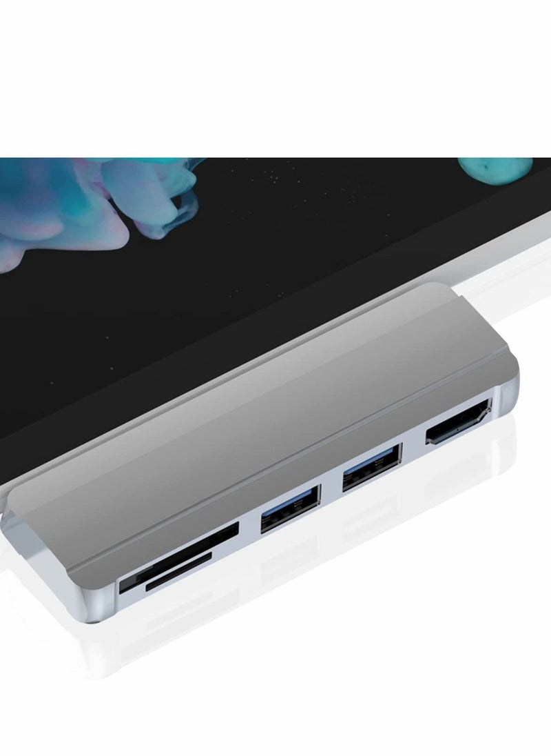 Y&D - Hub for Surface Pro 4 5 6 Docking Station USB 3.0x2 Adapter, SD TF Micro Memory Card Reader, 4K HDMI Port Microsoft 4（SILVER) - Image 1