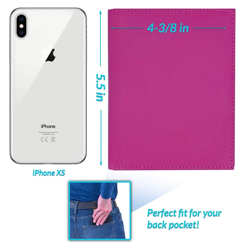 123 Cheap Checks Hot Pink RFID Genuine Leather Passport Wallet - Image 4
