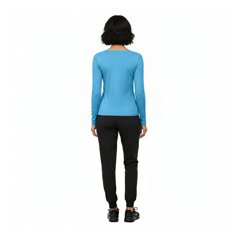 Natural Uniforms Women's Under Scrub Tee Crew Neck Long Sleeve T-Shirt (Water Blue, Medium) - Image 3