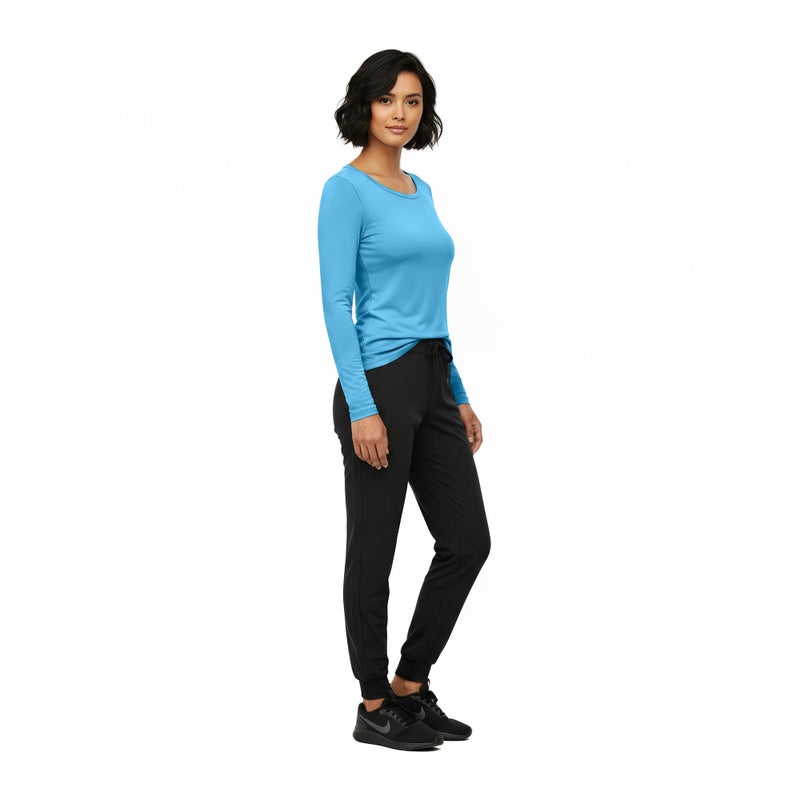 Natural Uniforms Women's Under Scrub Tee Crew Neck Long Sleeve T-Shirt (Water Blue, Medium) - Image 4