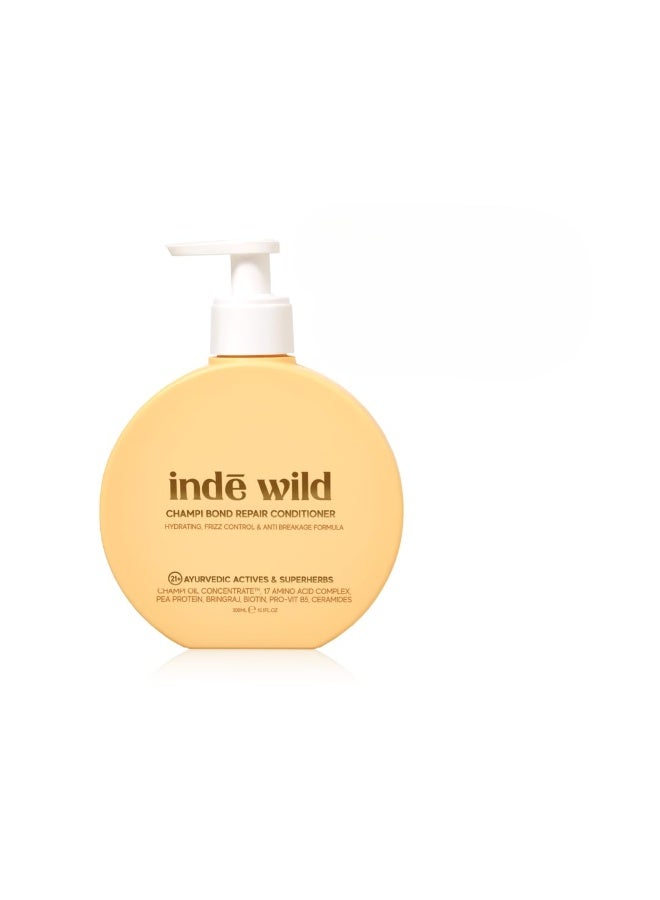 indē wild Champi Hair Conditioner For Bond Repair With 17 Amino Acid Complex | Hydrating, Controls Frizz & Breakage | Amla, Coconut Oil, Bhringraj & Biotin | 300ml - Image 1
