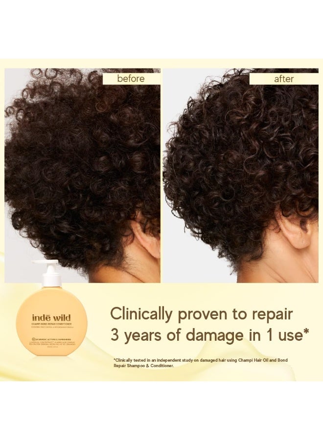 indē wild Champi Hair Conditioner For Bond Repair With 17 Amino Acid Complex | Hydrating, Controls Frizz & Breakage | Amla, Coconut Oil, Bhringraj & Biotin | 300ml - Image 4