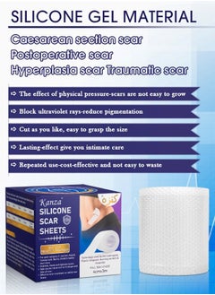 Kanza Medical Grade Silicone Scar Sheets Roll 3m Tape Keloid C-Section Surgical Scars Removal Treatment Silicon Gel Cream Patch Bandage Removes Abs Tuck Surgery Scars (4cm x 3m)  - Image 5