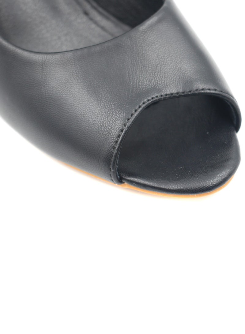 Women’s Black Peep-Toe Pumps with Block Heel | Stylish and Comfortable for All Occasions