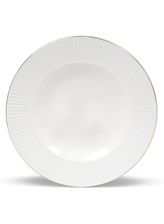 8.75 Inch New Bone China Embossed Soup Plate Royal Ceramic Dinner Plates Round Pasta Bowl Dinner Party Plate Serving Plates Salad Bowls Set Side Plate Dinnerware Plates Set