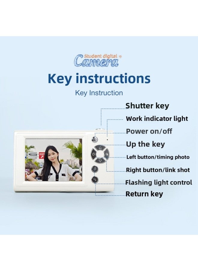 H12 كاميرا حفلة طالب CCD ريترو ماكينة بطاقة قديمة HD هاتف محمول محمول ذو قيمة عالية اللون-لون الجسم: H12 أبيض + بطاقة ذاكرة 32 جرام + محول من النوع c + قارئ بطاقات USB - Image 5