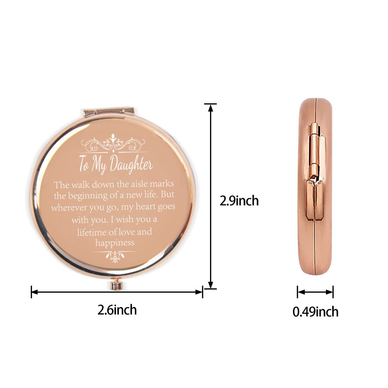 Rehaly Daughter Wedding Gift From Mom Dad  Bride Gifts For Wedding Day  Unique Wedding Keepsake Gifts For Daughter From Mom On Wedding Day  Rose Gold Compact Mirror For Her - Image 4