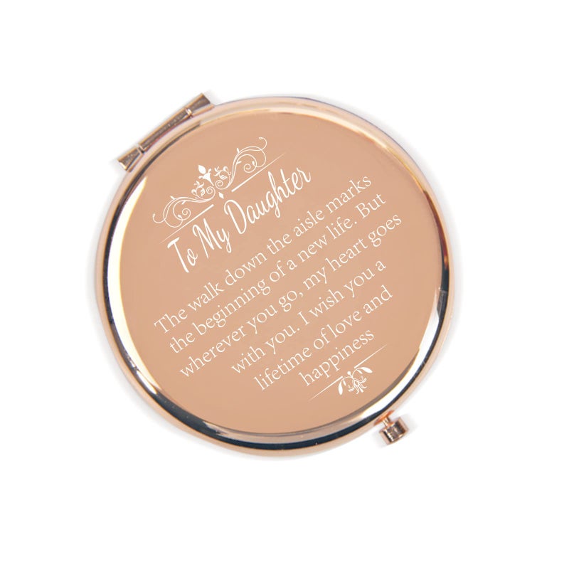 Rehaly Daughter Wedding Gift From Mom Dad  Bride Gifts For Wedding Day  Unique Wedding Keepsake Gifts For Daughter From Mom On Wedding Day  Rose Gold Compact Mirror For Her - Image 1