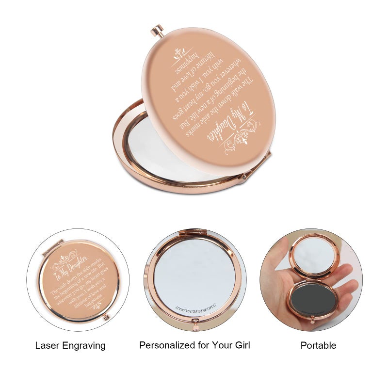 Rehaly Daughter Wedding Gift From Mom Dad  Bride Gifts For Wedding Day  Unique Wedding Keepsake Gifts For Daughter From Mom On Wedding Day  Rose Gold Compact Mirror For Her - Image 2
