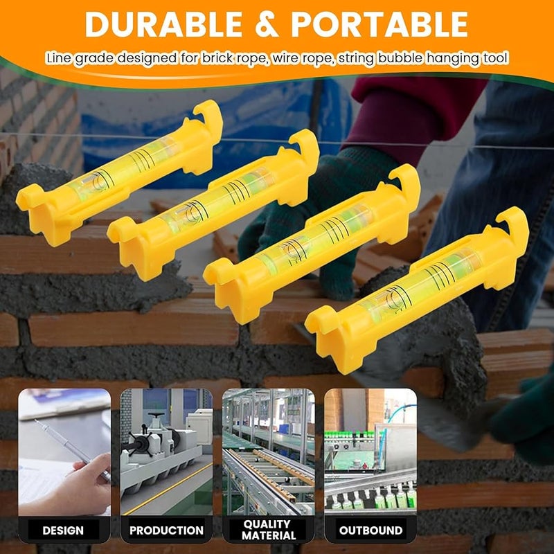 خيط المستوى الأصفر 4 قطع للتسوية والمسح وأعمال البناء - Image 4