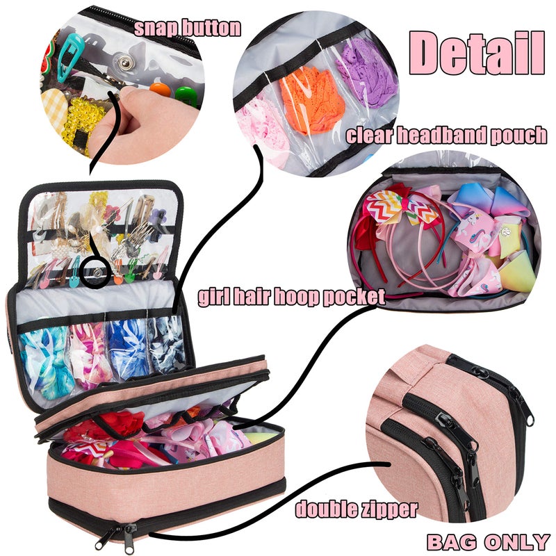 KISLANE Baby Girl Hair Accessories Storage Bag, Soft Headbands Holder, Barrette, Bows, Hair Ties, Pins, Clips Storage Bag for Girls, Baby Mittens Storage Travel Bag with Multi-Compartment - Image 3