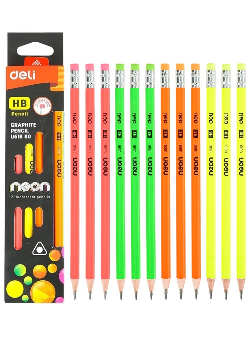 Deli 12 قطعة قلم رصاص جرافيت HB مع طرف ممحاة - Image 1