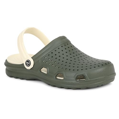 Aqualite AL-636 Anti Slip Clogs for Man with EVA Material | Slip-On, No Heel and Quick Dry | Lightweight Casual Multipurpose EVA Clogs for Men, Boys & Outdoor Footwear Olive Cream Size-6 - Image 5