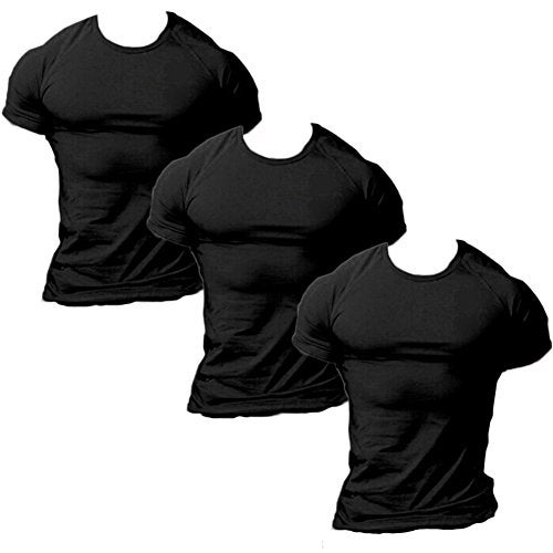 ZUEVI Men's Cotton Slim Fit Athletic Bodybuilding T-Shirts Muscle Short Sleeve Tee(Black 3 Pack-XXL-XL) - Image 1