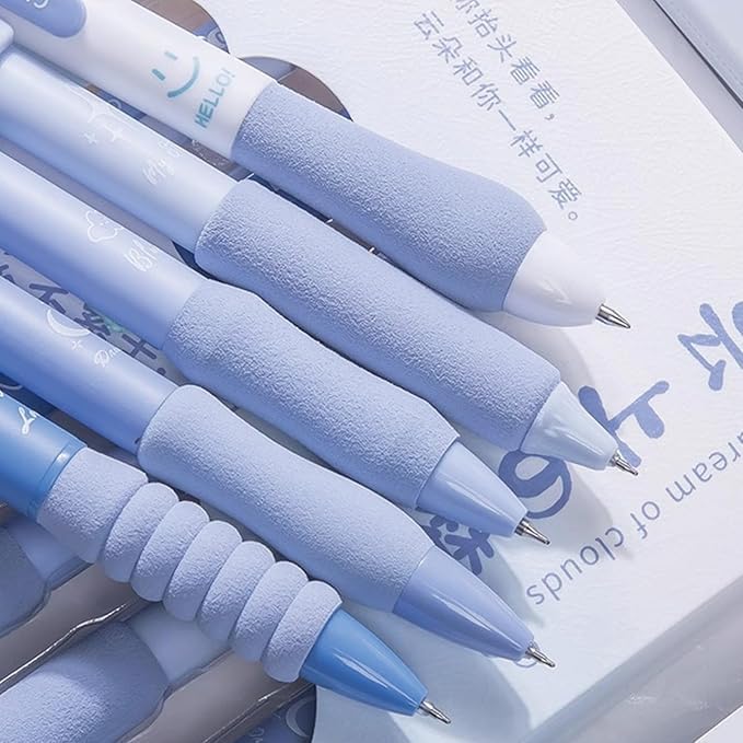 ROKTRY Beautiful blue ink Pen, 5pcs Erasable Ball,Erasable for Office School Stationery Students School, College & Office Writing (Star Pen,5 Pics) - Image 2