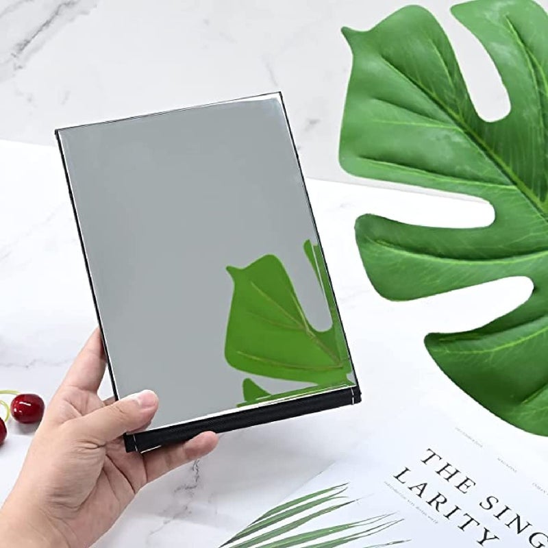 PRAYAS PRAYAS Portable Folding Vanity Makeup Mirror Slim PU Leather Folding Makeup Tabletop Travel Cosmetic Mirror with Standing Pack of 2  - Image 2