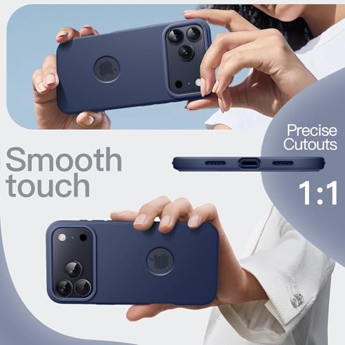 Elzzi Microfiber Logo Cut Cover Compatible for iPhone 17 Pro Max Case Silicone Cases 4 Layer Protective Covers Shockproof Back Cover (Navy Blue) - Image 5