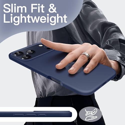 Elzzi Microfiber Logo Cut Cover Compatible for iPhone 17 Pro Max Case Silicone Cases 4 Layer Protective Covers Shockproof Back Cover (Navy Blue) - Image 4