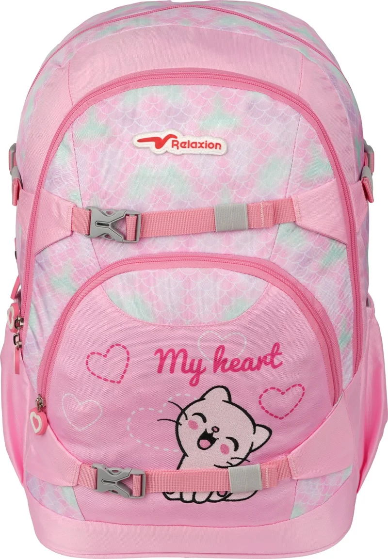 ريلاكسن Imported Luxury Cat Patterned Triple School Bag Lunch Pencil Case 1471 3-Pack