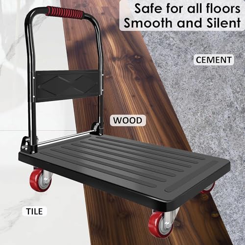 Finnhomy 3 Inch Swivel Casters Wheels Set of 4 Heavy Duty Plate Casters Premium Polyurethane Wheels PU Load Bearing 2,200 Lbs Anti-wear Smooth Casters Red (Free Screws) - Image 4