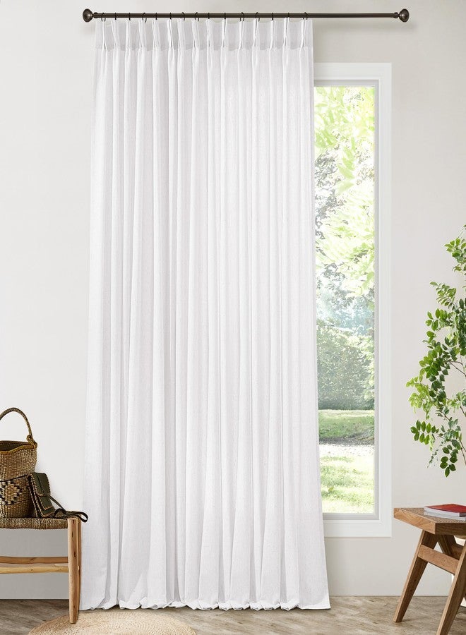 DUKIYO Extra Wide Extra Long Sliding Door Pinch Pleated Curtains 102 Inches Long 100 Inch Wide Sheer White Modern Farmhouse Linen Curtains for Living Room Patio Bedroom Window Pleat Drape with Hooks Rings - Image 1