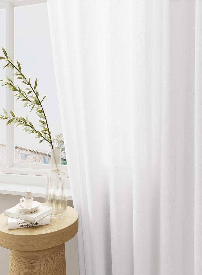 DUKIYO Extra Wide Extra Long Sliding Door Pinch Pleated Curtains 102 Inches Long 100 Inch Wide Sheer White Modern Farmhouse Linen Curtains for Living Room Patio Bedroom Window Pleat Drape with Hooks Rings - Image 5
