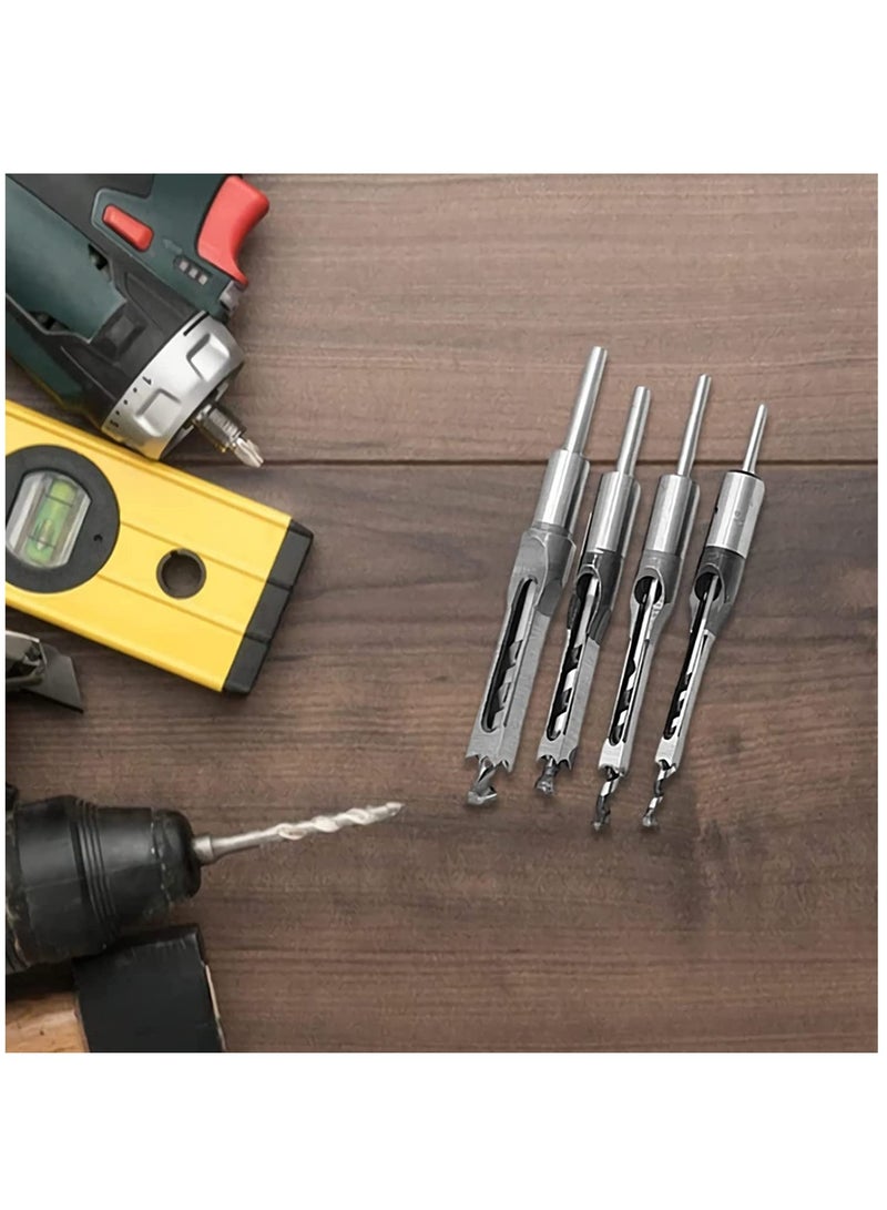 KASTWAVE Square Hole Drill Bits for Wood, 4 PCS Woodworking Hole Saw Mortising Chisel Drill Bits,(Size: 6.4mm/8mm/9.5mm/12.7mm) - Image 4