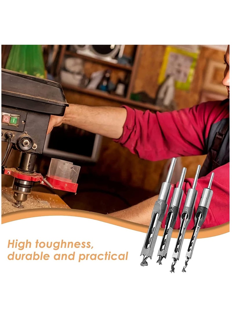 KASTWAVE Square Hole Drill Bits for Wood, 4 PCS Woodworking Hole Saw Mortising Chisel Drill Bits,(Size: 6.4mm/8mm/9.5mm/12.7mm) - Image 5