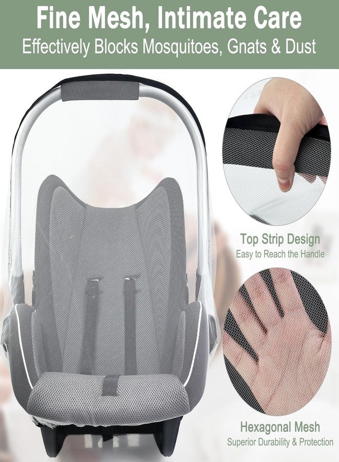 WNATN 2 Pack Baby Mosquito Net for Infant Car Seats - Mosquito Net for Baby Car Seats, Stroller, Bassinet, Carrier - Breathable Elastic Netting Easy Fitting - Durable Long Lasting Shield (White + Black) - Image 3