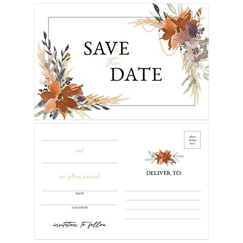 Canopy Street Save The Date Greenery Floral Postcards / 50 Beautiful Mailing Postcards / 6" x 4" Botanical Wedding Fill In Note Cards - Image 1