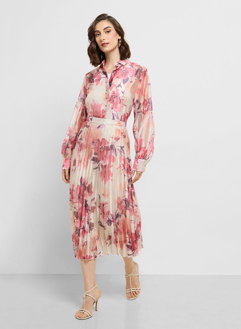 ELLA Printed Shirt & Skirt Set - Image 1