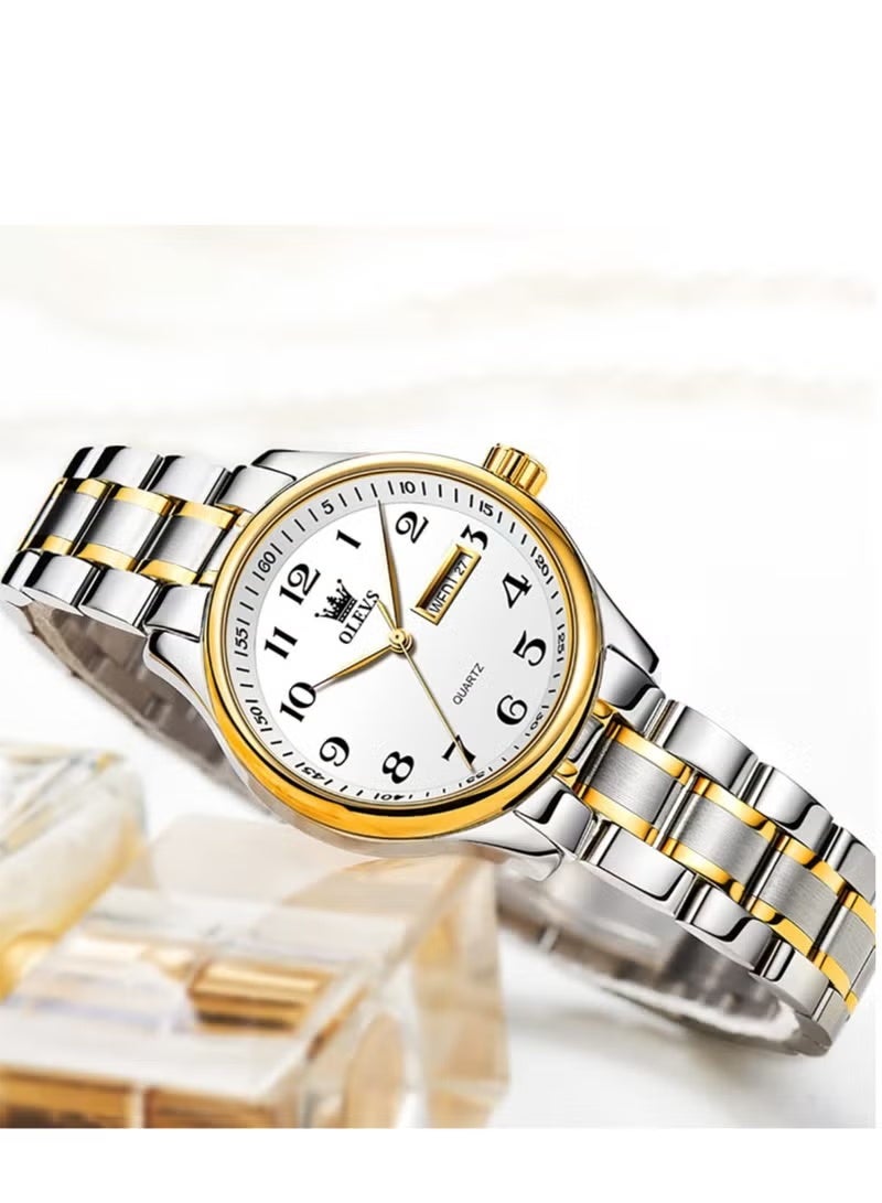 أوليفز ساعة OLEVS للسيدات من الفولاذ المقاوم للصدأ مقاومة للماء، عرض تناظري كبير وسهل قراءة التاريخ للسيدات - Image 5