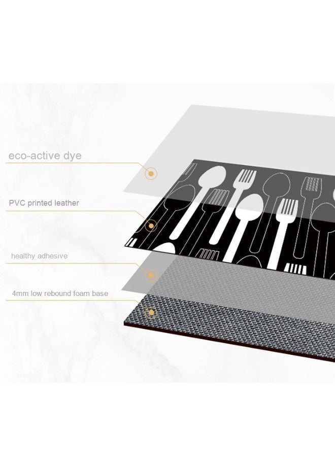 Anna 2-Piece Set of PVC Printed Leather Oil-Proof, Waterproof, Elastic, and Stain-Resistant Floor Mats - 45x75 + 45x120 cm - Image 2