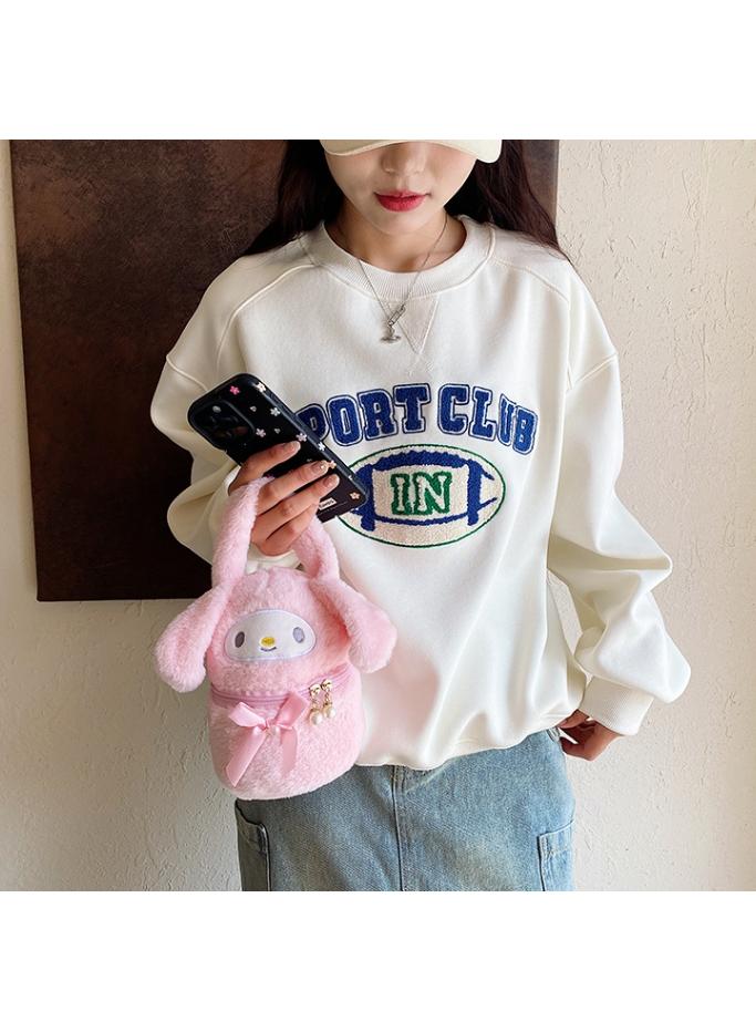 Y&D Cute Plush Mymelody Makeup Bag handbag  Open Flat Travel Toiletry Accessories Organizer Cosmetic Pouch with Handle for Cosmetics Brushes Toiletry Jewelry - Image 2