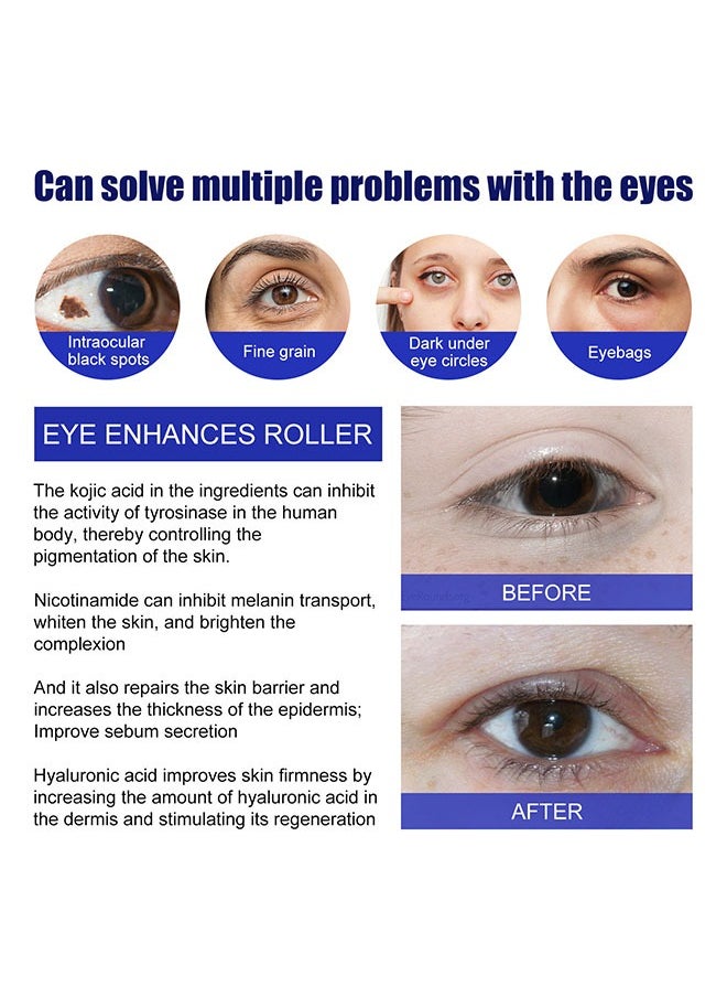 Jaysuing - Eye Essence Massage Roller 15ml, Eye Roller Cream for Dark Circles and Puffiness, Anti Aging, Eye Serum with 360° Massage Ball Reduce Wrinkles and Fine Lines and Eye Bags Treatment, Eye Care - Image 1