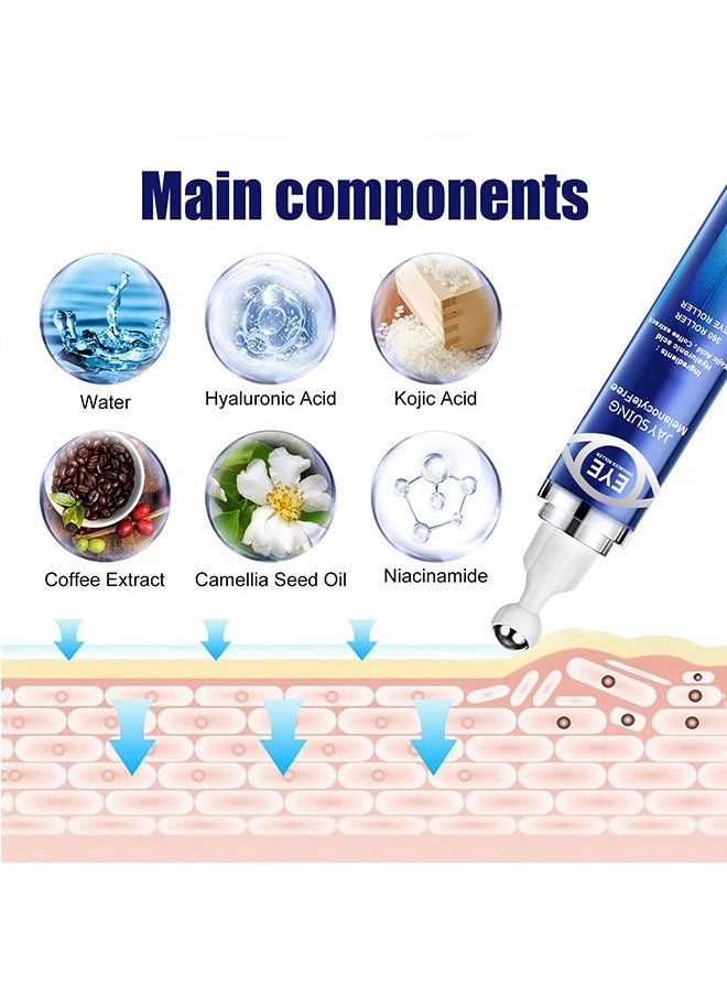 Jaysuing - Eye Essence Massage Roller 15ml, Eye Roller Cream for Dark Circles and Puffiness, Anti Aging, Eye Serum with 360° Massage Ball Reduce Wrinkles and Fine Lines and Eye Bags Treatment, Eye Care - Image 1