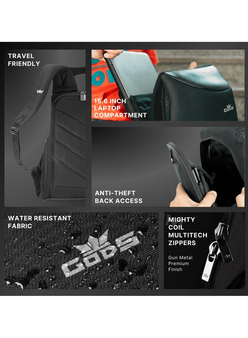 ZARC Laptop Bag - 22L Anti-Theft Tech Backpack | Quick Access Multi-Pockets 15.6-inch Premium Travel Backpack for Men and Women | College, Office, Luggage-Friendly Bag with 180 Degree Opening Design