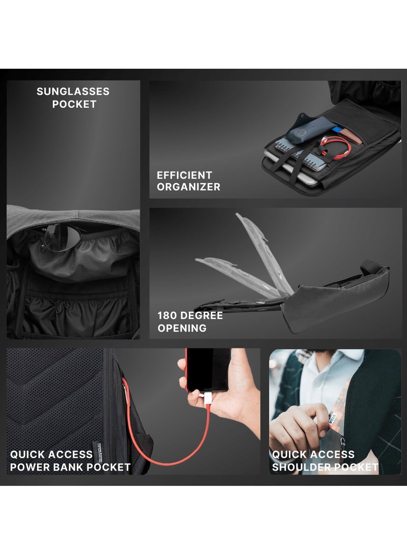 ZARC Laptop Bag - 22L Anti-Theft Tech Backpack | Quick Access Multi-Pockets 15.6-inch Premium Travel Backpack for Men and Women | College, Office, Luggage-Friendly Bag with 180 Degree Opening Design