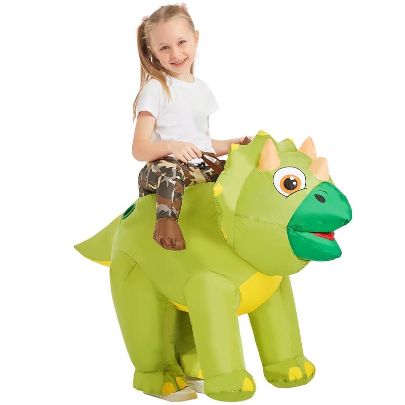 GOOSH Inflatable Dinosaur Costume Kids Triceratops Costume Halloween Dinosaur Blow up Costumes Kids Dinosaur Costumes Toddler 48 inches - Image 2