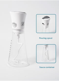 ZYMTA Oil Dispenser, Salad Dressing Mixer for Homemade Salad Dressings, Dressing Bottle with Button to Mix and Pour Spouts  - Image 3