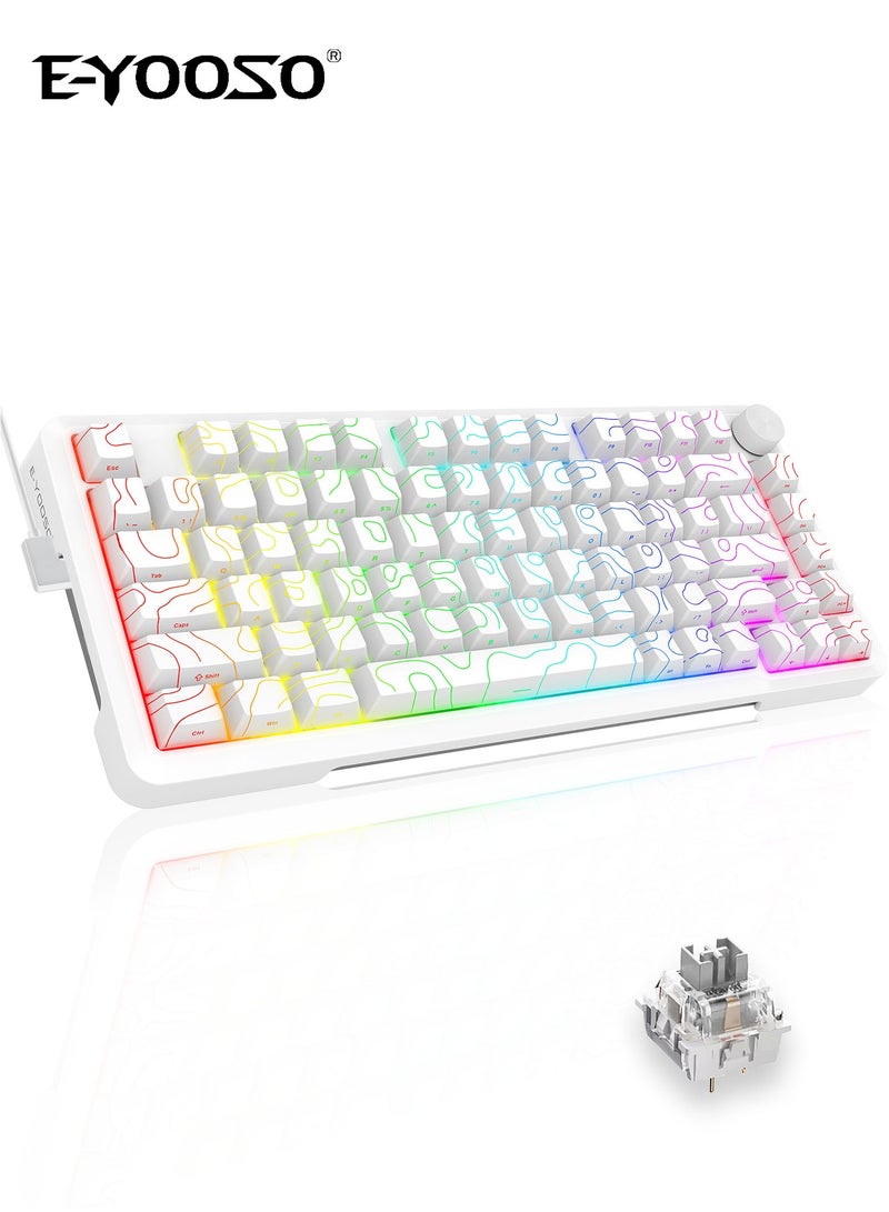 E-YOOSO Z-82 Topographic RGB Wired Mechanical Keyboard with Knob, 75% Gasket Hot Swappable Custom Gaming Keyboard, Side Printed PBT Keycaps, 81 Keys Compact Design﻿ - Image 1